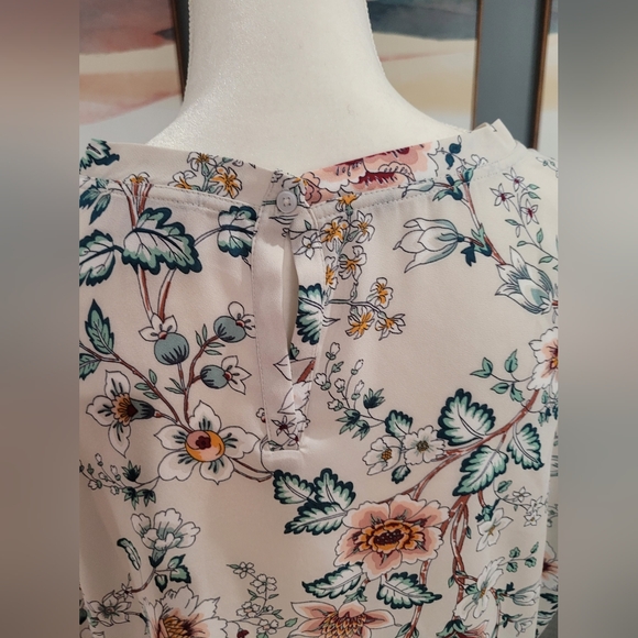 Loft floral blouse short sleeve high low XL - Picture 4 of 8